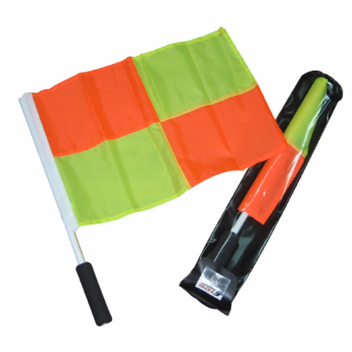 Bandierina Guardalinee Segnalinee a Scacchi Giallo/Rosso con Astine in Alluminio e Custodia
