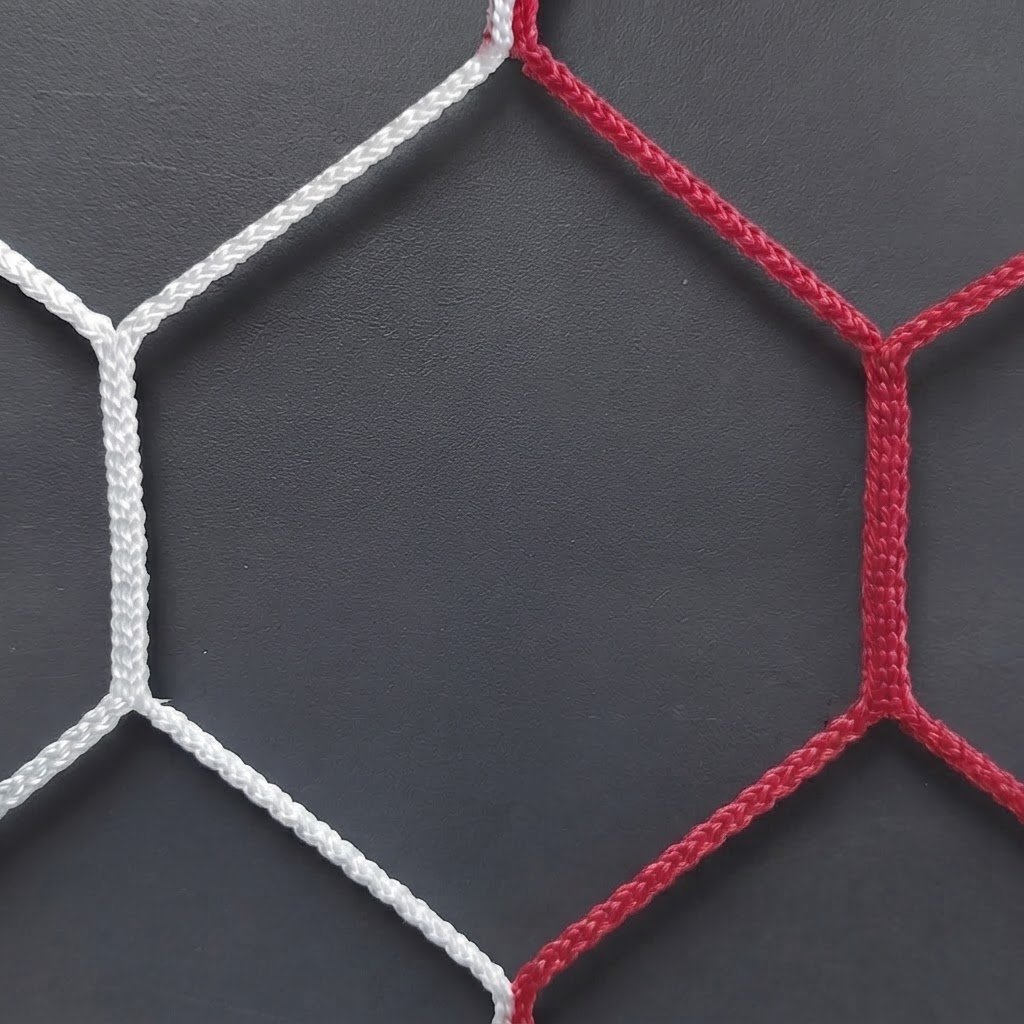 Reti Calcio 4×2 Metri Esagonali In Polipropilene Ø 4 mm Bianco/Rosso