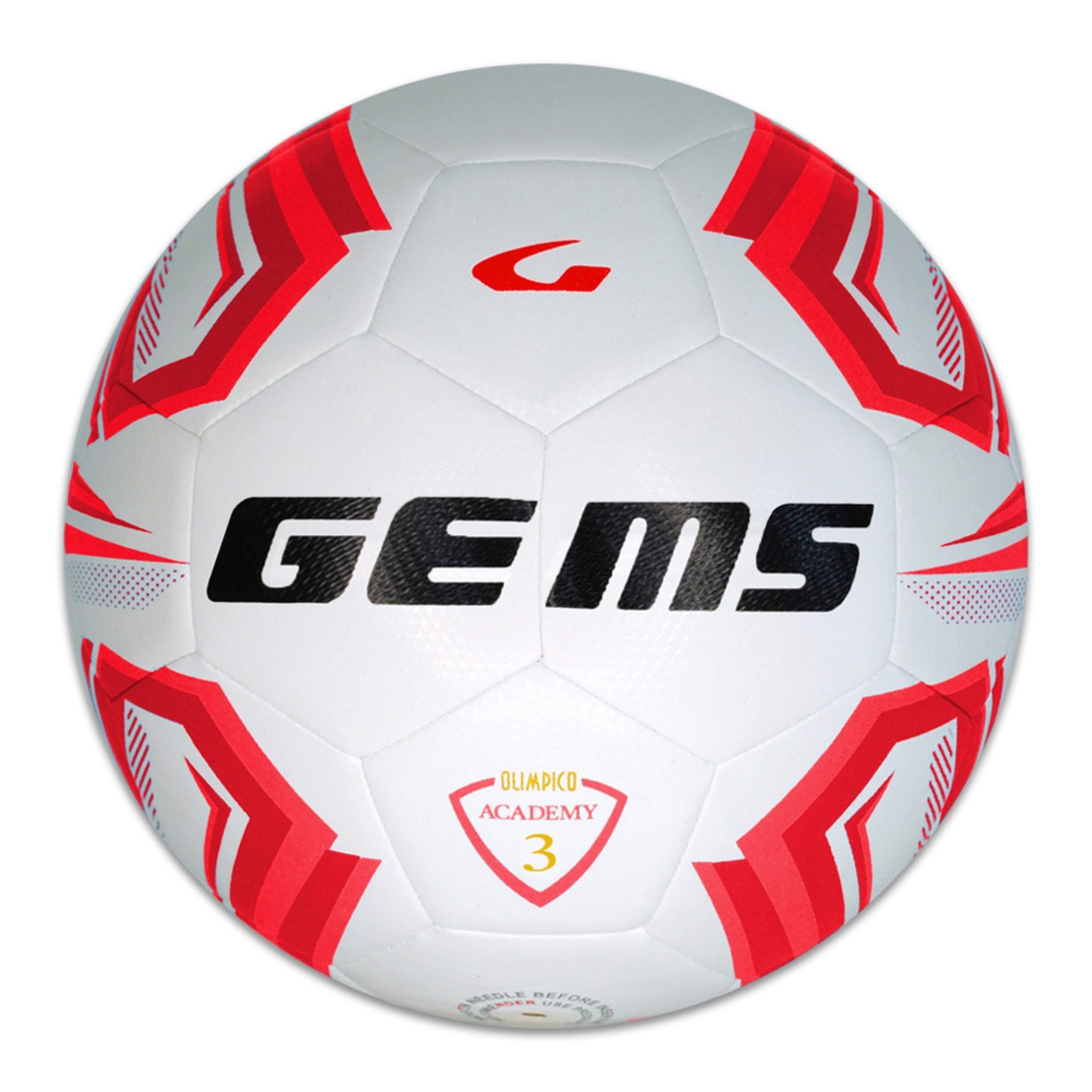 pallone calcio gems olimpico hybrid bianco rosso gecotex