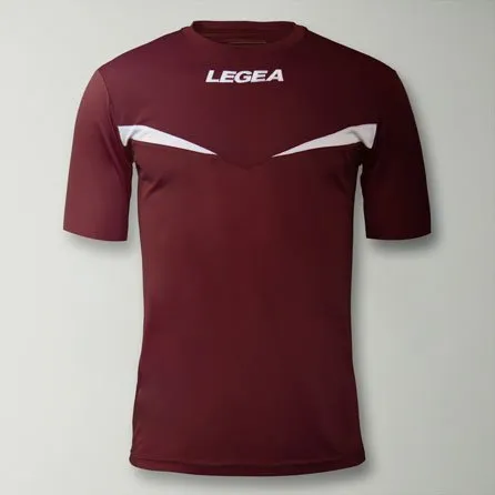 maglia da calcio mezza manica di colore granata bianca