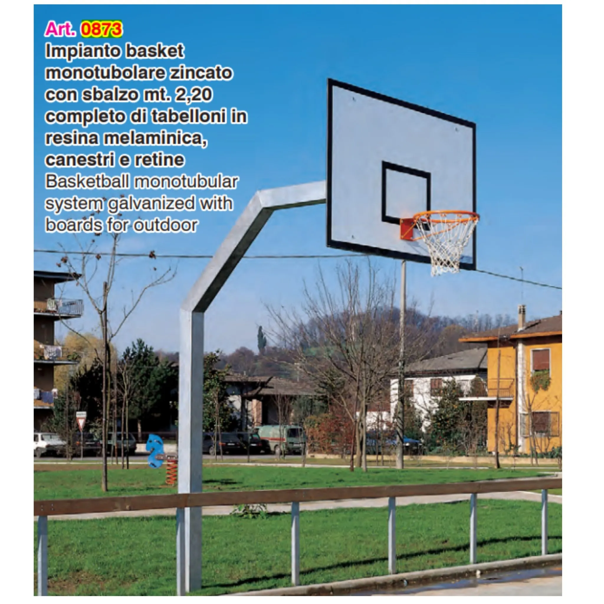 Impianto Basket Mono Tubolare Zincato Per Esterni