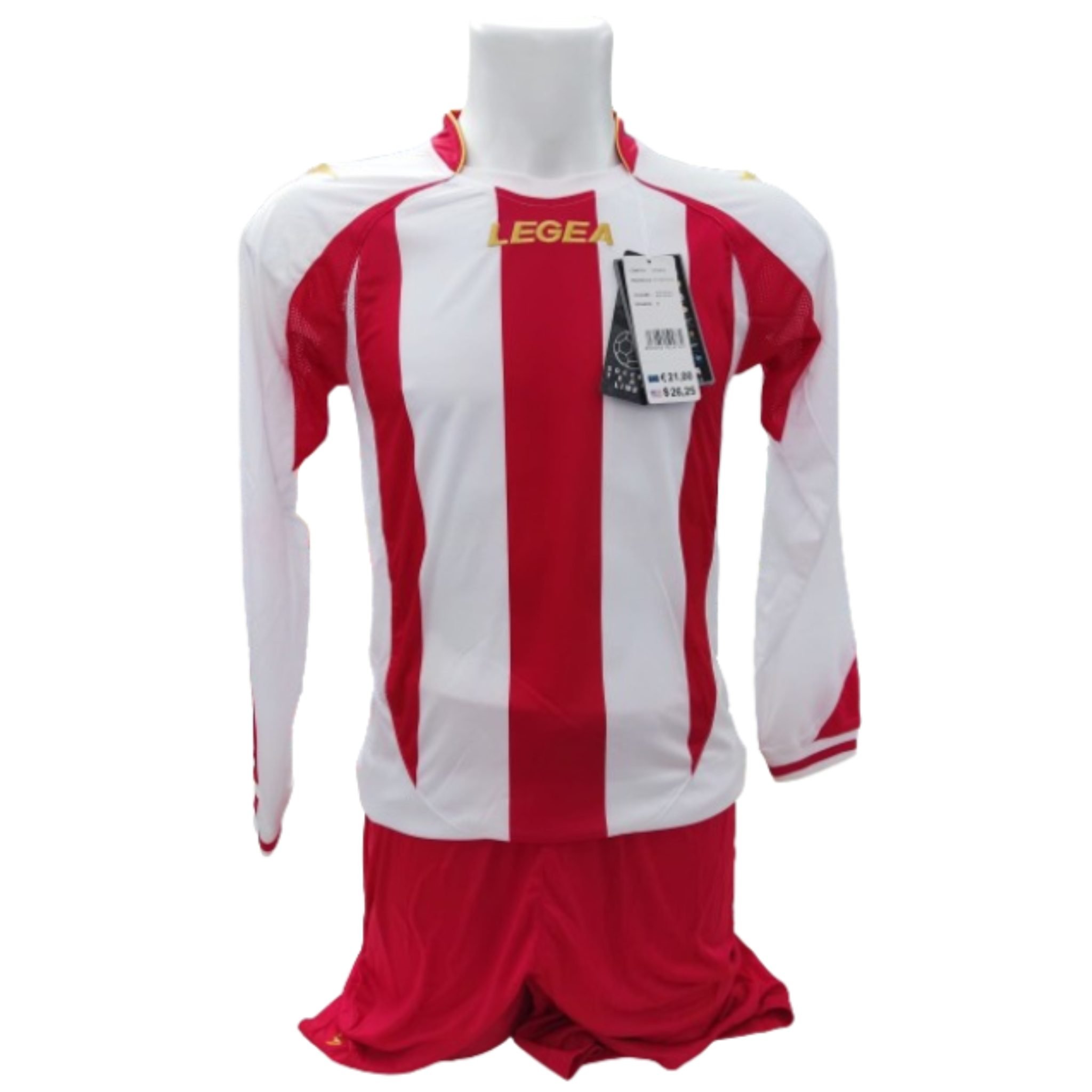 Kit Calcio Manica Lunga Bianco Rosso