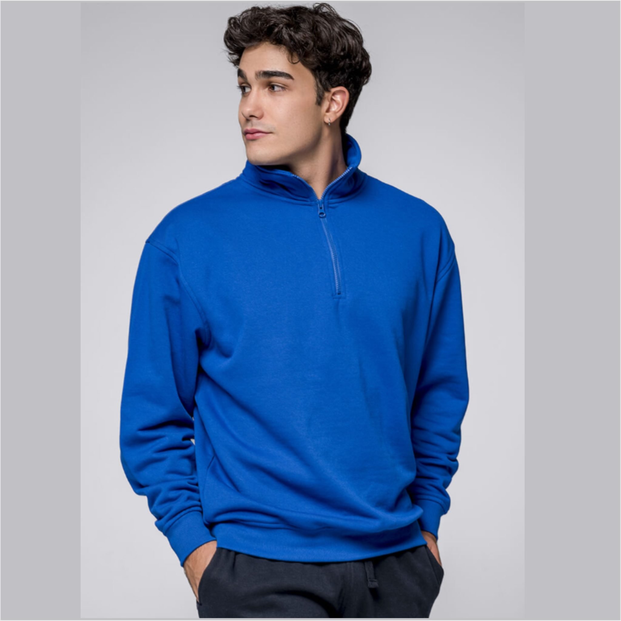 Felpa Uomo Mezza Zip Taglie Forti Extra Large