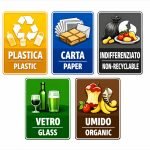 set etichette adesive raccolta differenziata impermeabili