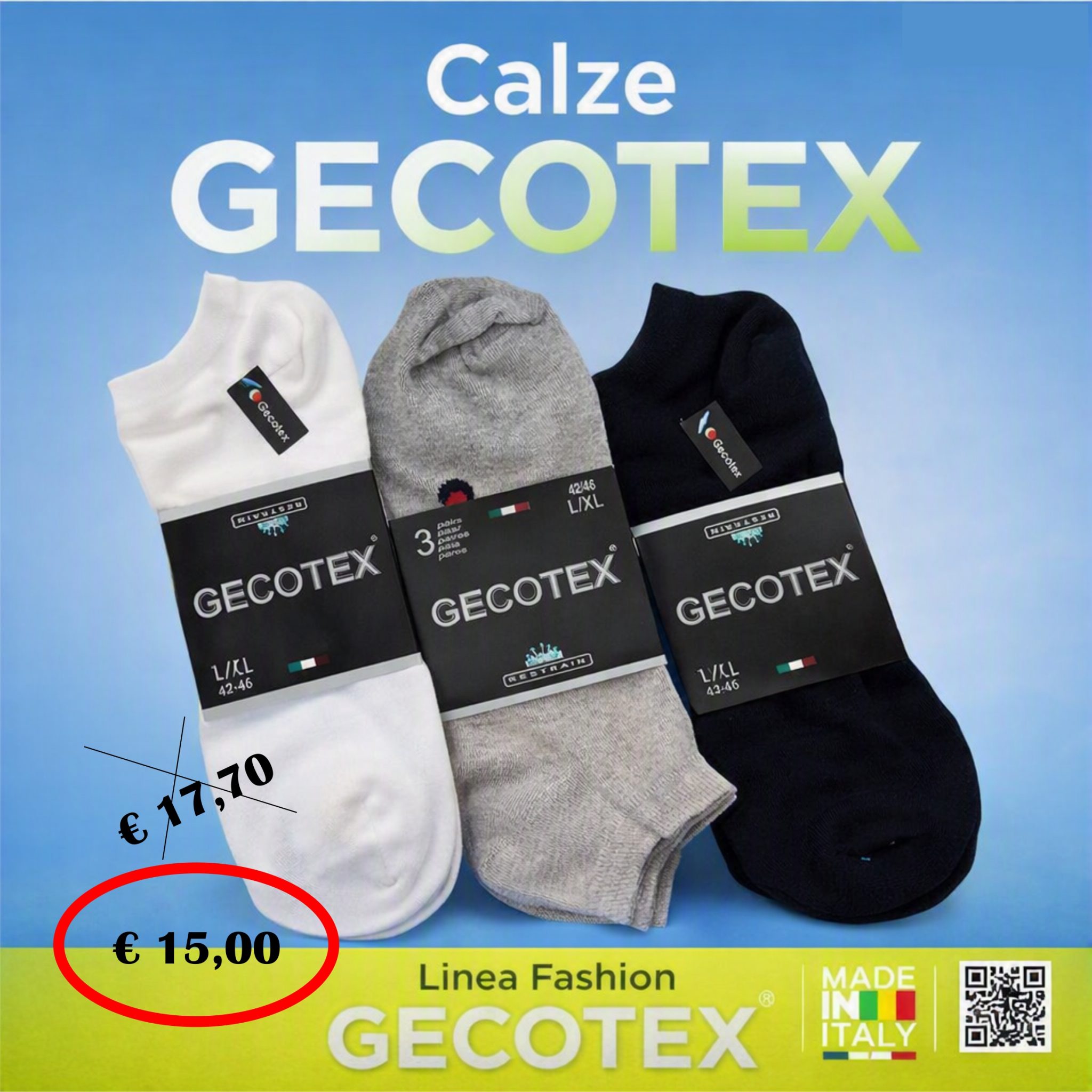 Calza Fantasmino 100% Cotone 20/1 Colore A Scelta