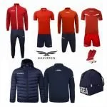 Set Legea Box da Calcio Alabama Rosso Nero completo 12 pezzi abbigliamento sportivo calcio