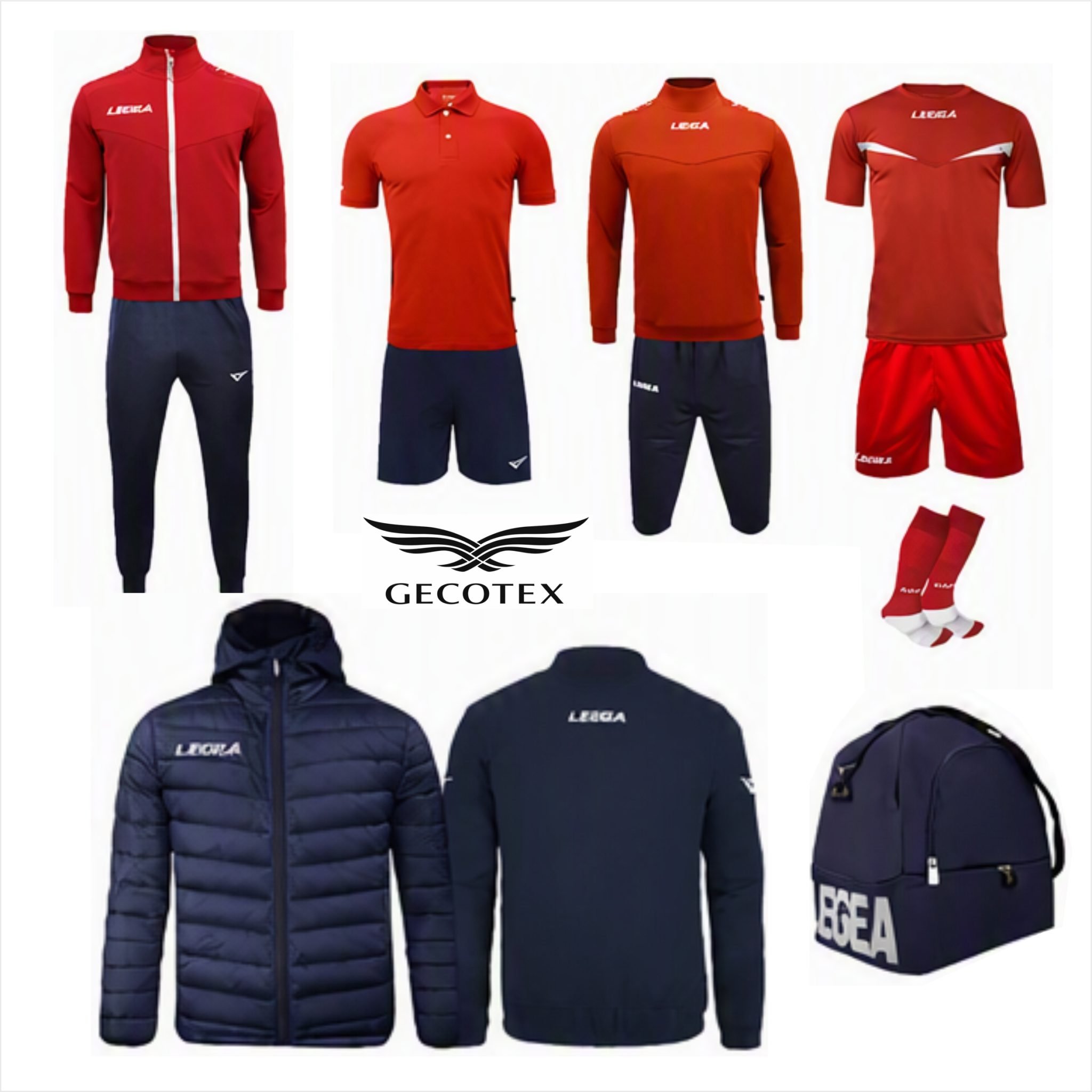 Set Legea Box da Calcio Alabama Rosso Nero completo 12 pezzi abbigliamento sportivo calcio